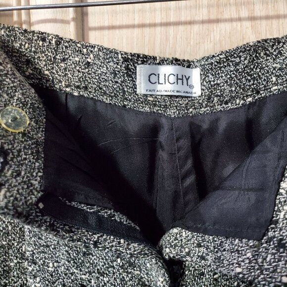 Vintage Clichy Bouclé Pants Suit, Cropped Jacket and Pleated Pants, Size 8 - Picture 12 of 16